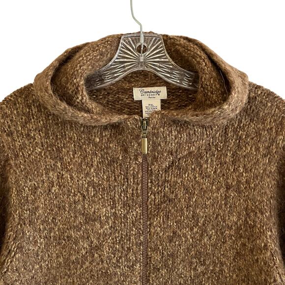 Cambridge Dry Goods Alpaca Blend Hoody PXL Zip Cropped Knit Sweater Wool Petite - Picture 11 of 12